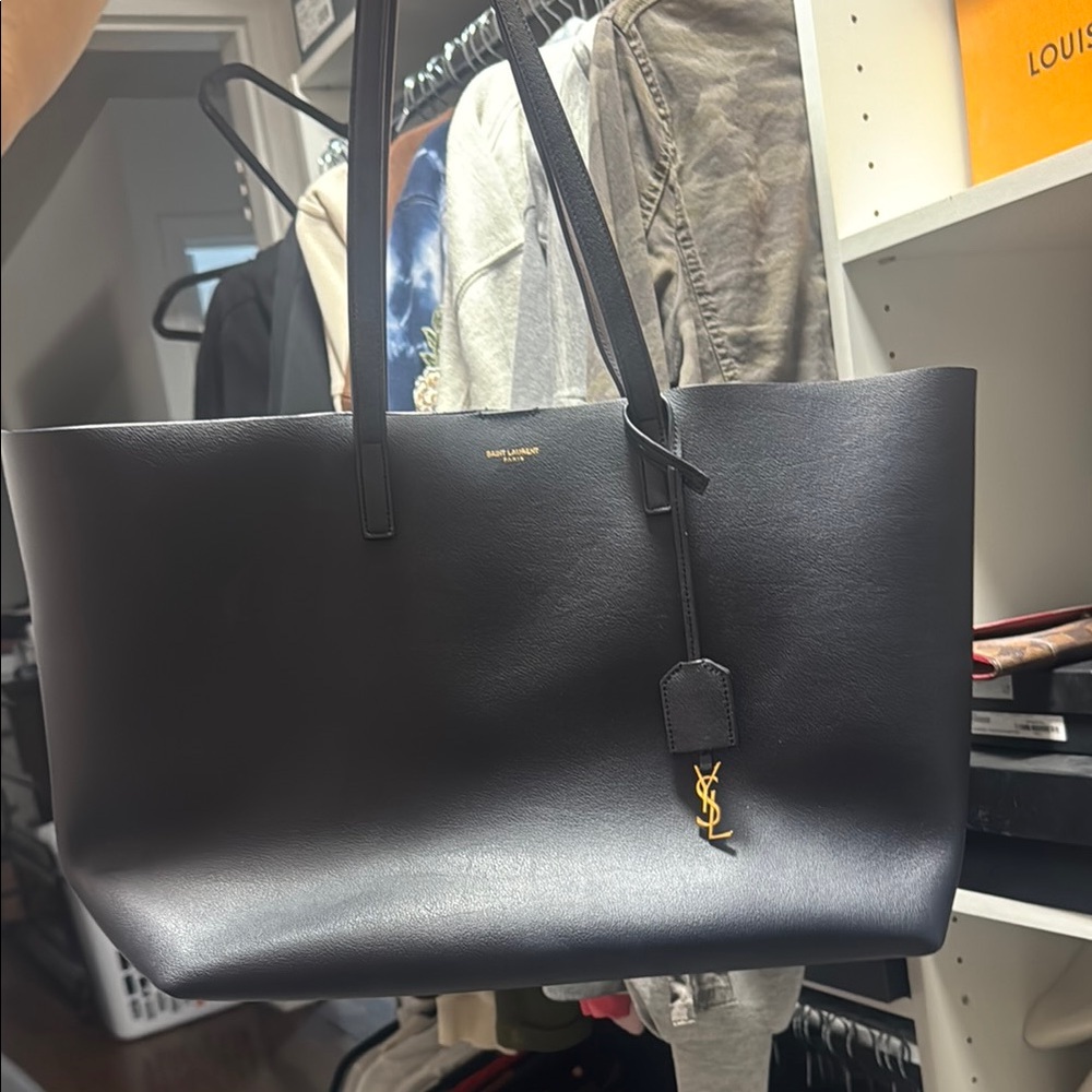 Saint Laurent blue navy  Structured Leather Tote